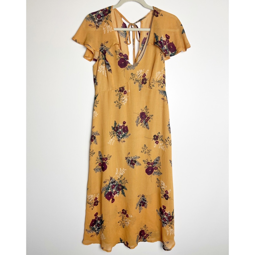 Leith yellow floral midi dress